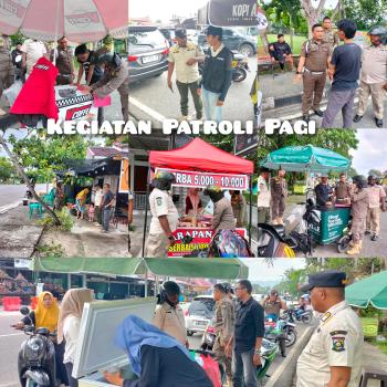 Satpol PP Kampar Gelar Patroli Perda, Pedagang Kopi di Bahu Jalan Ditegur