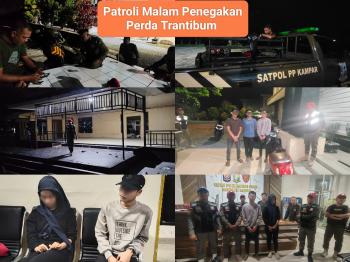 Patroli Rutin Satpol PP Kampar Jaga Ketertiban Kota Bangkinang