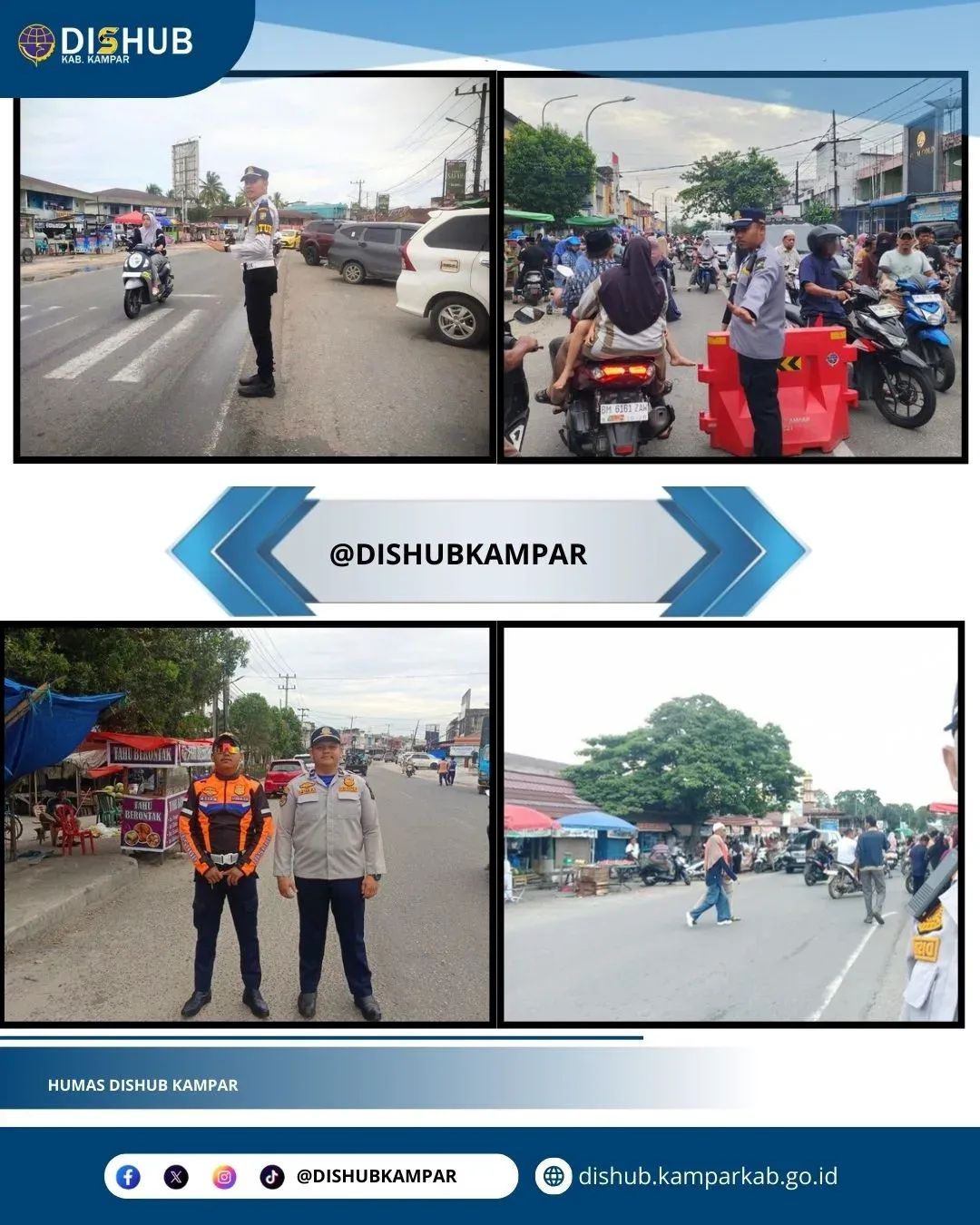 Pasar Tumpah Picu Kemacetan di Bangkinang, Dishub Kampar Siagakan Puluhan Petugas