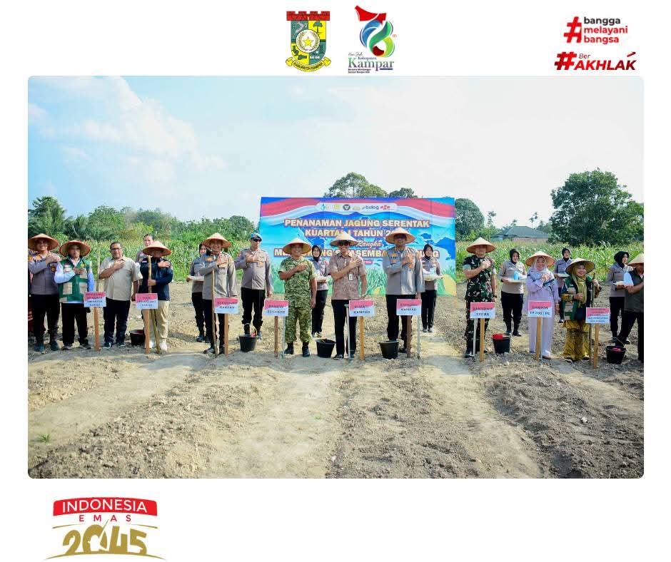 Pemkab Kampar Bersama TNI-Polri Gelar Tanam Raya Jagung di Bangkinang